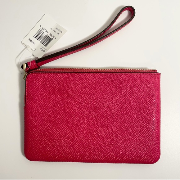 NWT Coach Wristlet | Pink Crossgrain Leather Zip - Picture 6 of 11